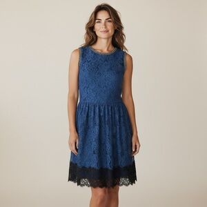 Francesca's Collections Royal Blue Lace Dress with Black Trim